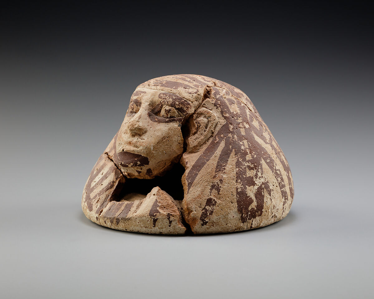 Canopic Jar Lid Belonging to Senimen, Pottery (Marl A4), paint