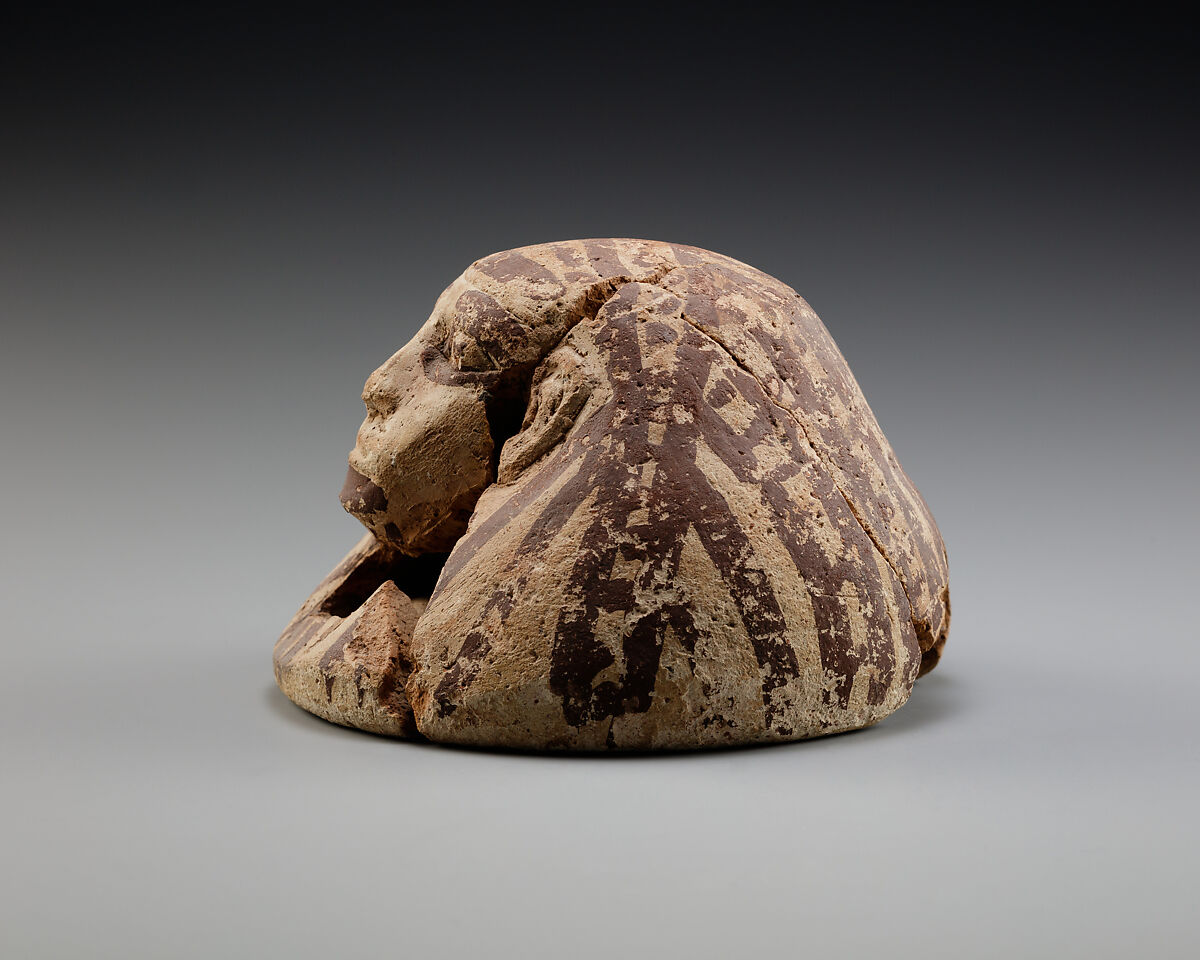 Canopic Jar Lid Belonging to Senimen, Pottery (Marl A4), paint