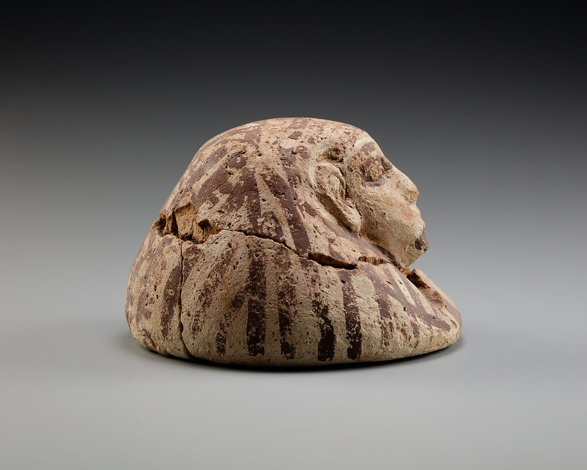 Canopic Jar Lid Belonging to Senimen, Pottery (Marl A4), paint
