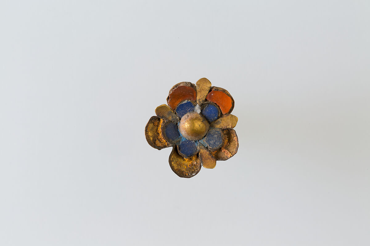 Floral Ornament, Gold, carnelian, lapis lazuli 