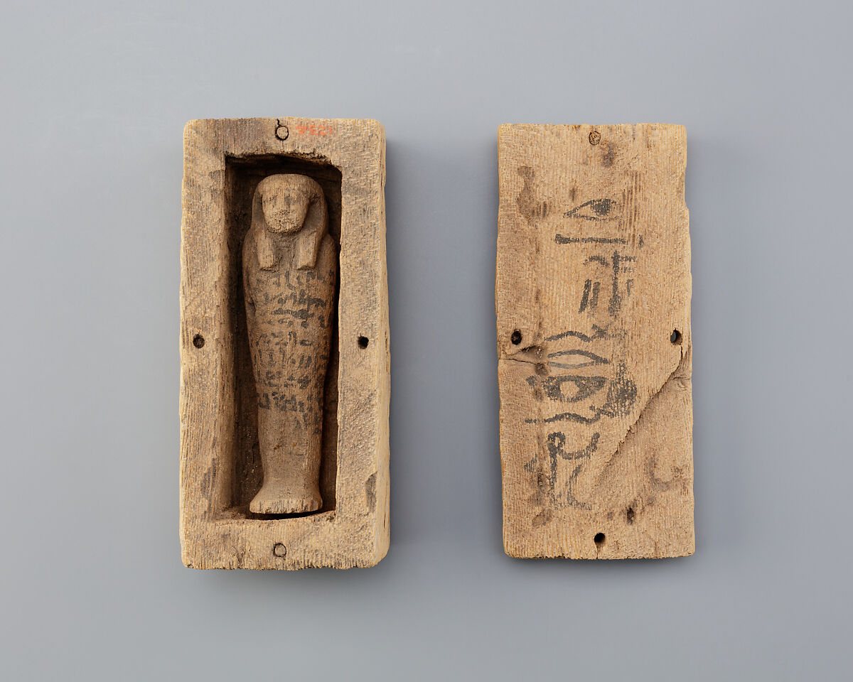 Shabti and Coffin, Wood, ink