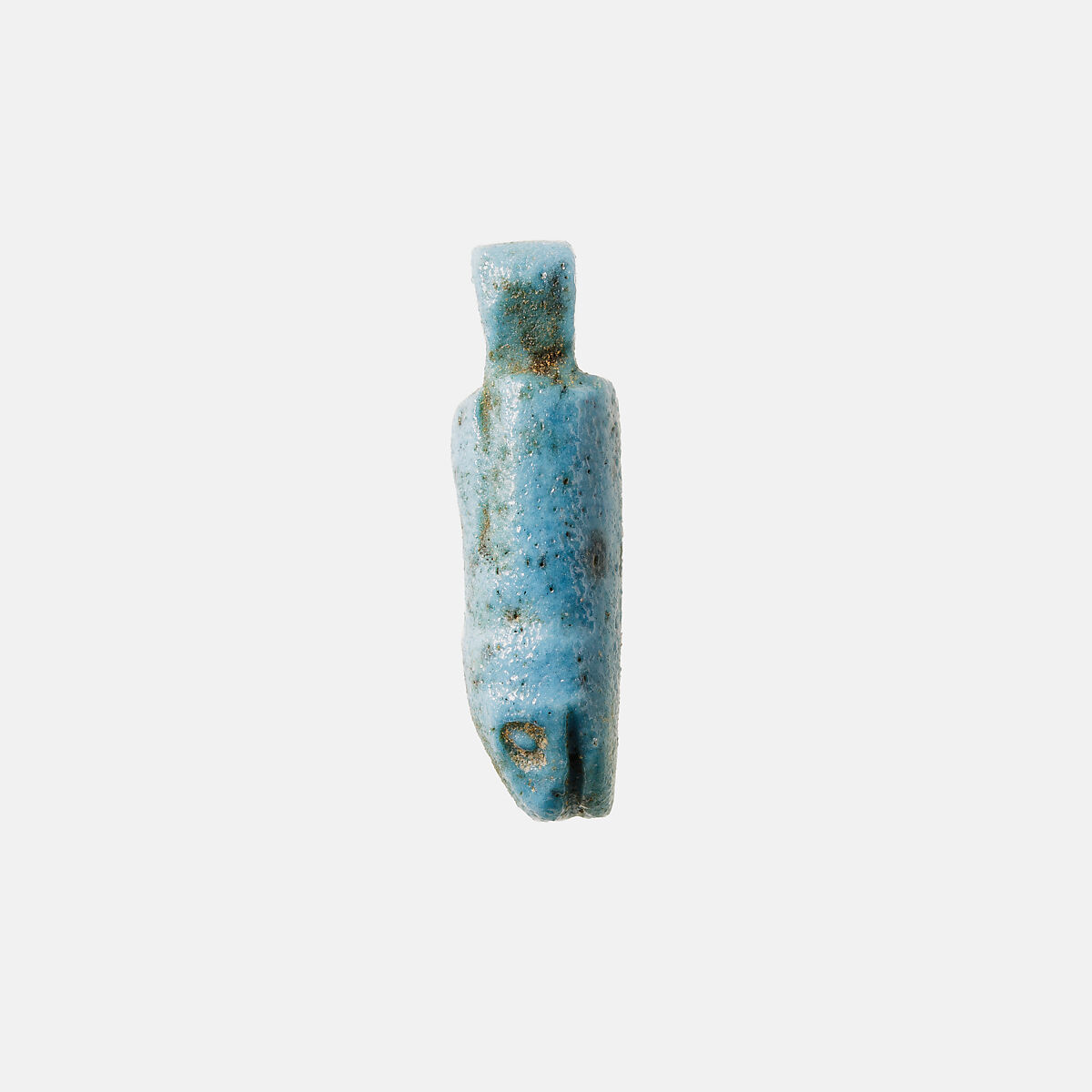 Snake head amulet, Blue Faience