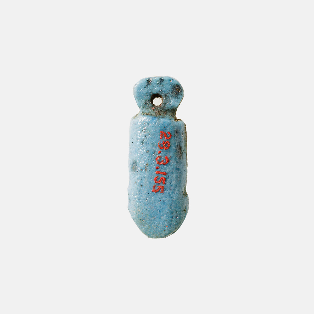 Snake head amulet, Blue Faience