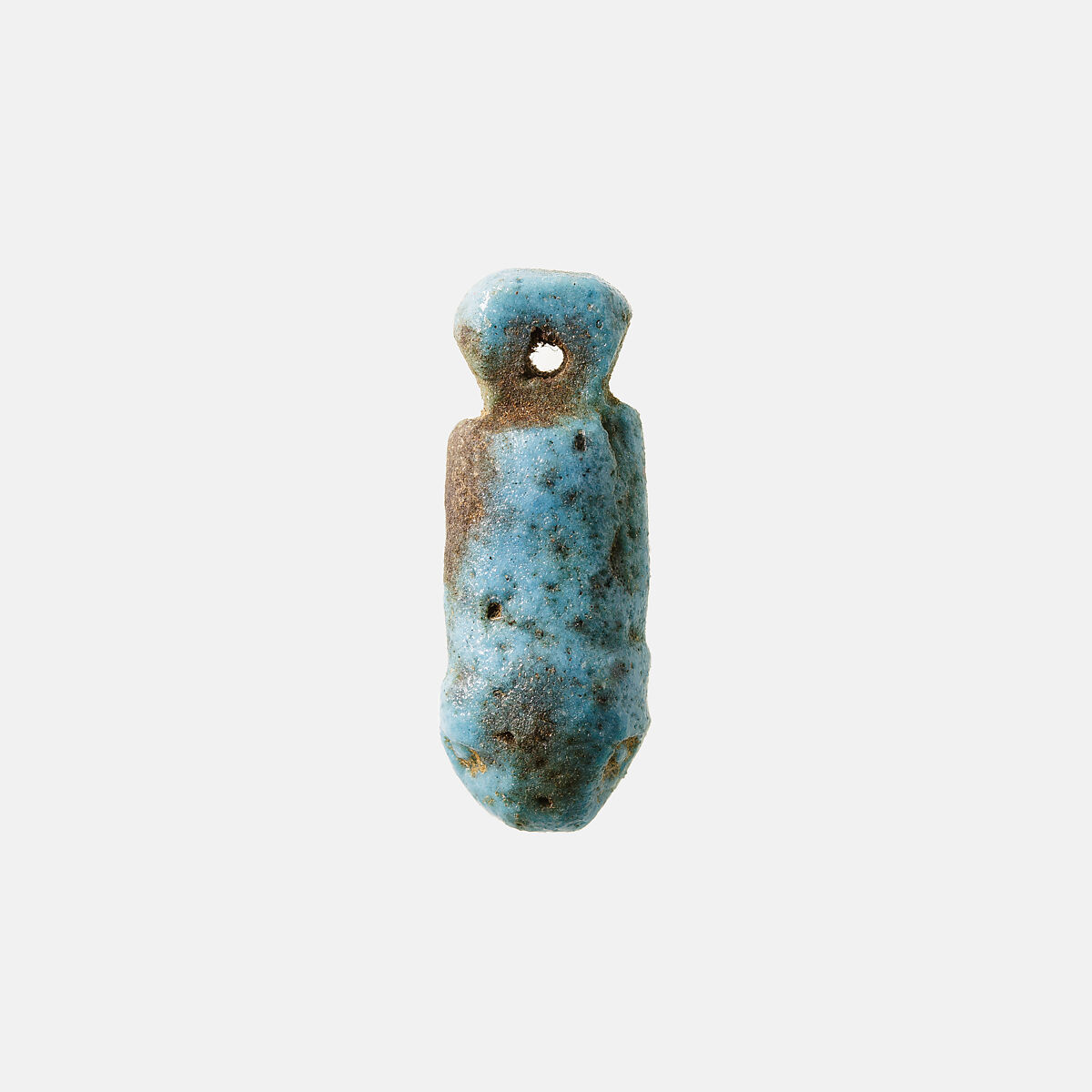 Snake head amulet, Blue Faience 