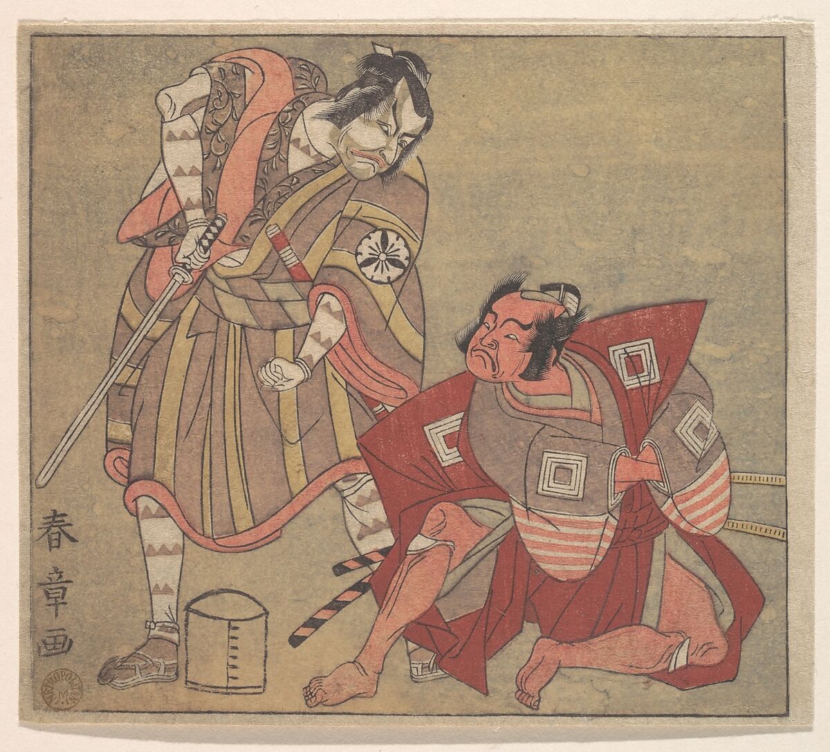 Scene from a Drama, Katsukawa Shunshō　勝川春章 (Japanese, 1726–1792), Woodblock print (nishiki-e); ink and color on paper, Japan 