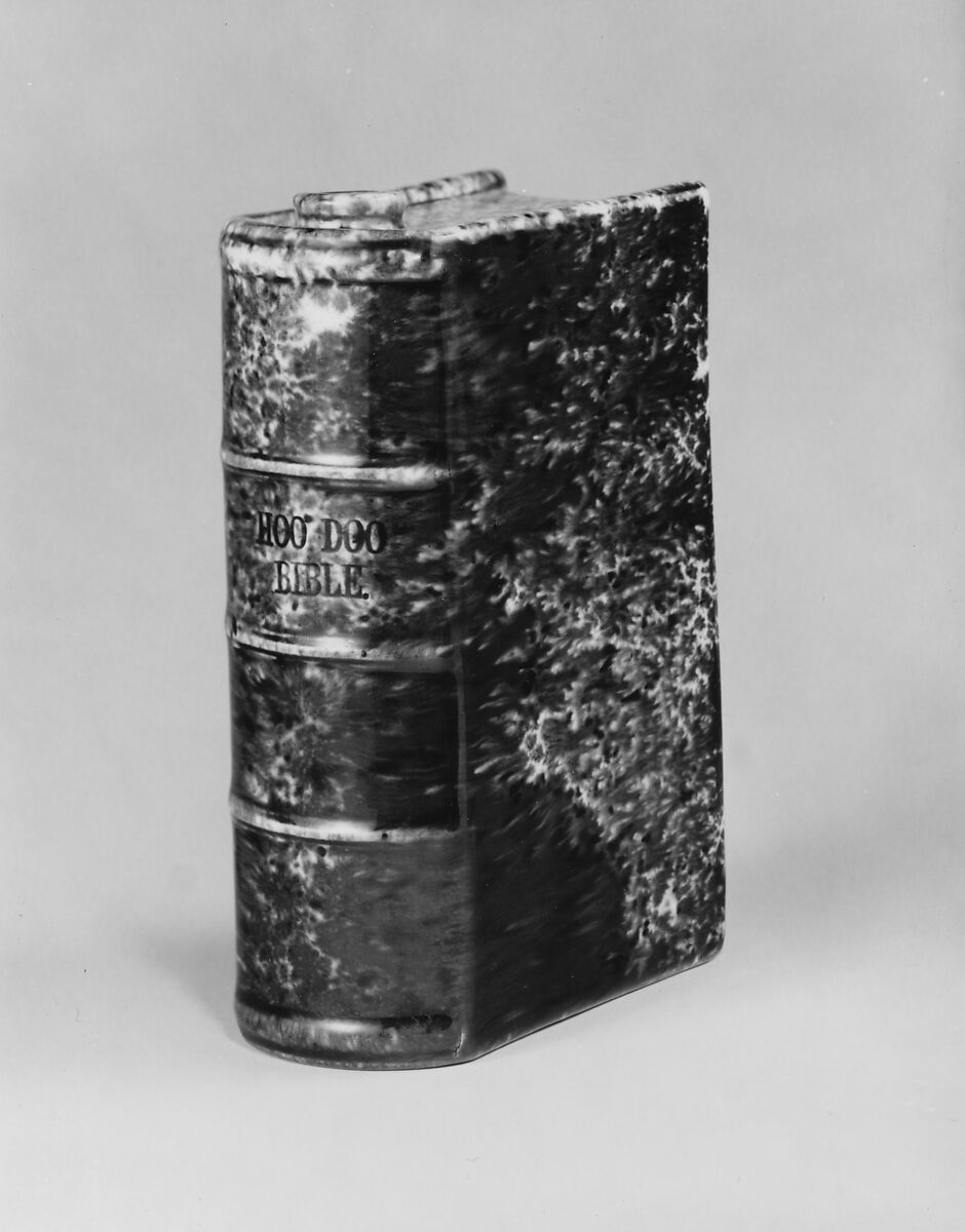Book flask, United States Pottery Company (1852–58), Mottled brown earthenware, American