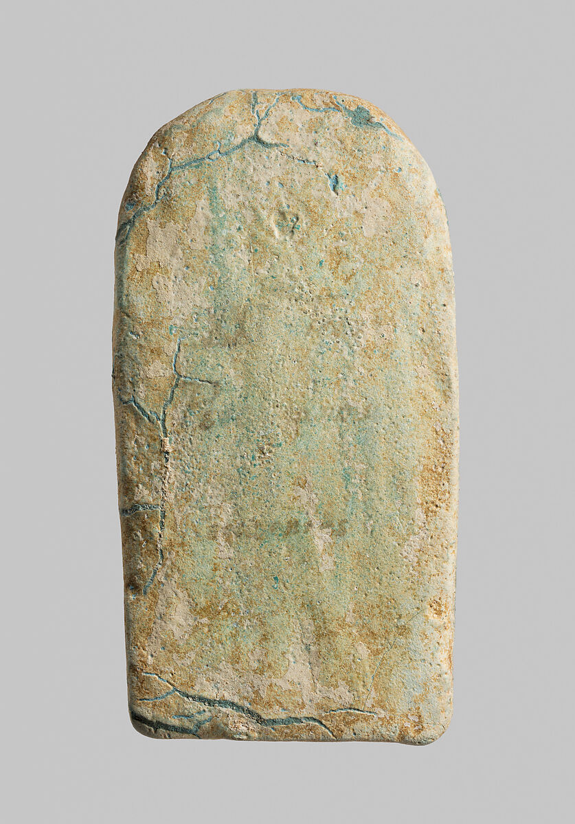 Foundation plaque inscribed with the cartouche of Psusennes I, Faience