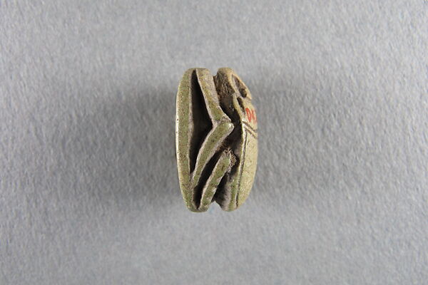 Scarab Inscribed for Thutmose III, Faience, light green glaze