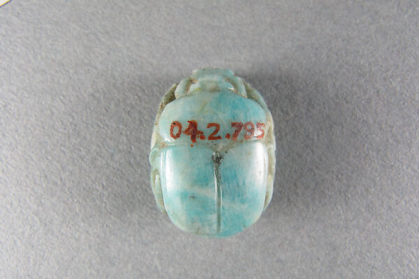 Scarab, Light blue mottled stone (Feldspath ?)