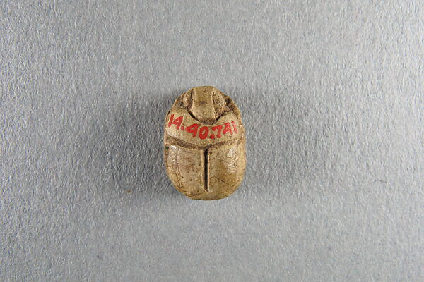 Scarab Inscribed for Khafre, Steatite, traces of green glaze
