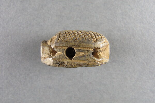 Scaraboid inscribed with hieroglyphs, Steatite, traces of white glaze