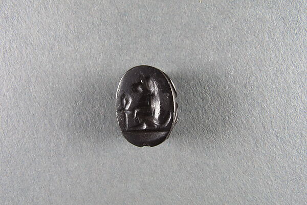 Scarab Inscribed with a Baboon, Hematite 