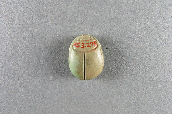 Scarab inscribed with a name of wish related to Ptah, Green faience