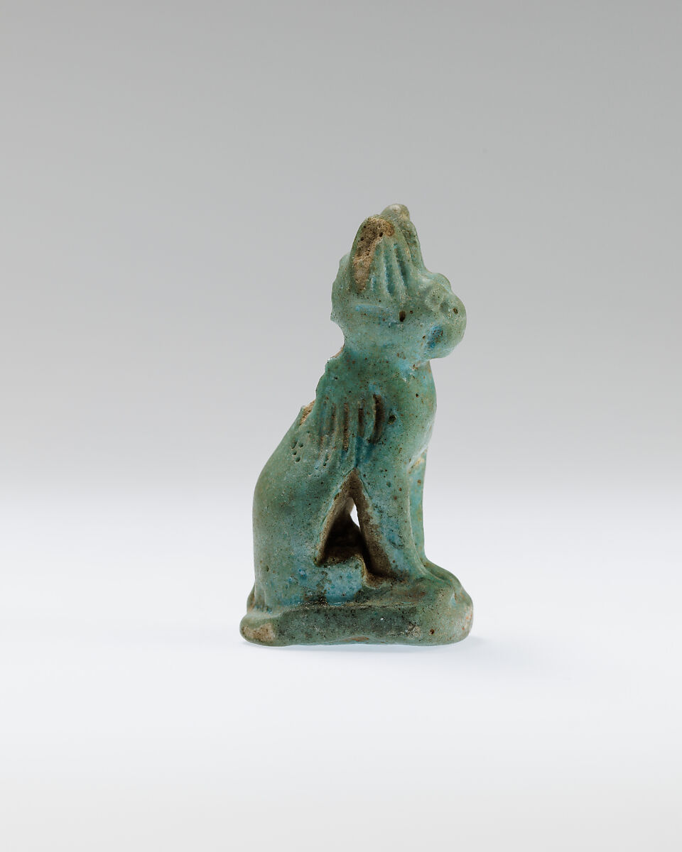 Cat Amulet, Blue faience
