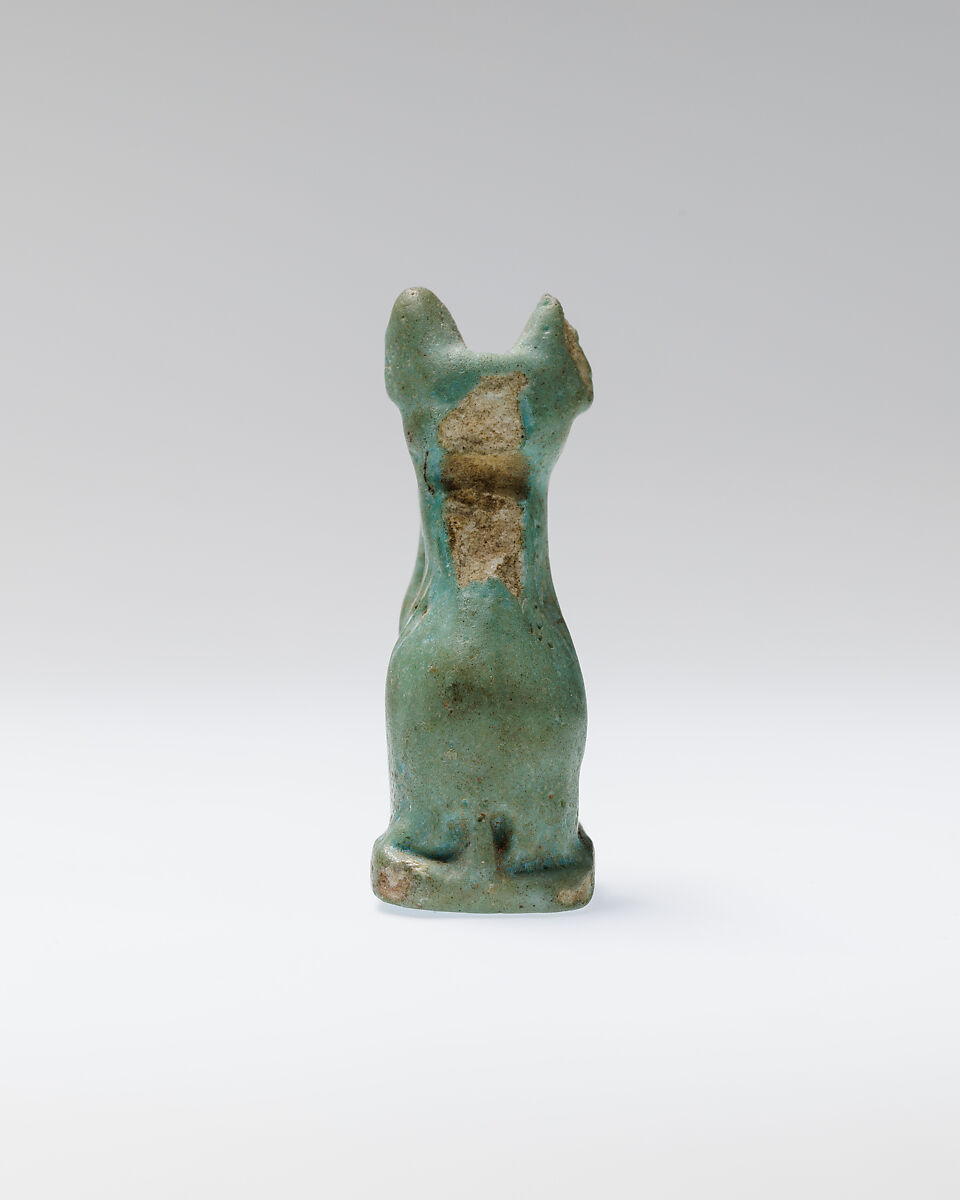 Cat Amulet, Blue faience