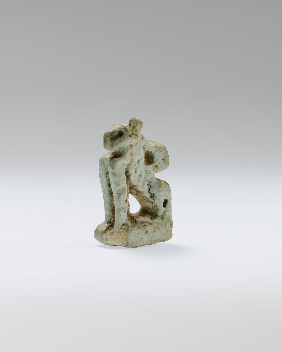 Cat amulet, Faience