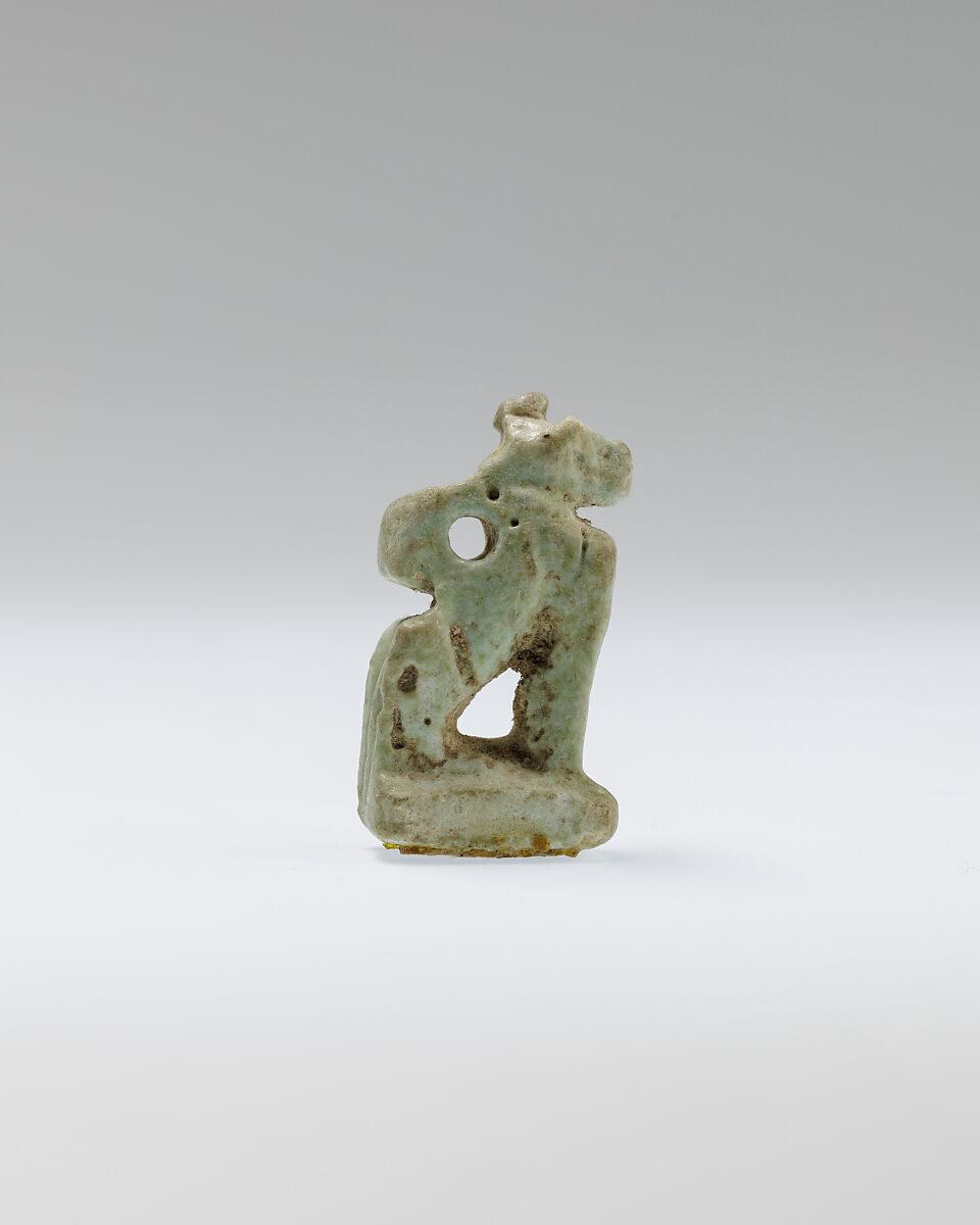 Cat amulet, Faience