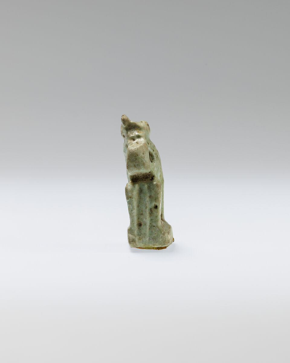 Cat amulet, Faience
