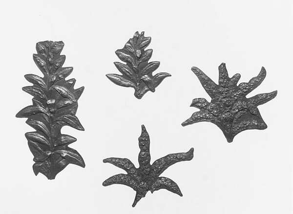 Pattern for applied gold floral motifs on the Magnolia Vase, Tiffany &amp; Co. (1837–present), Alloy of lead, tin, pewter, American 