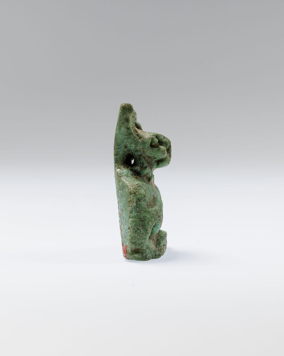 Cat Amulet, Green faience
