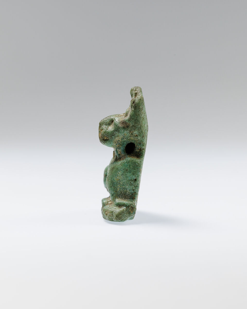 Cat Amulet, Green faience