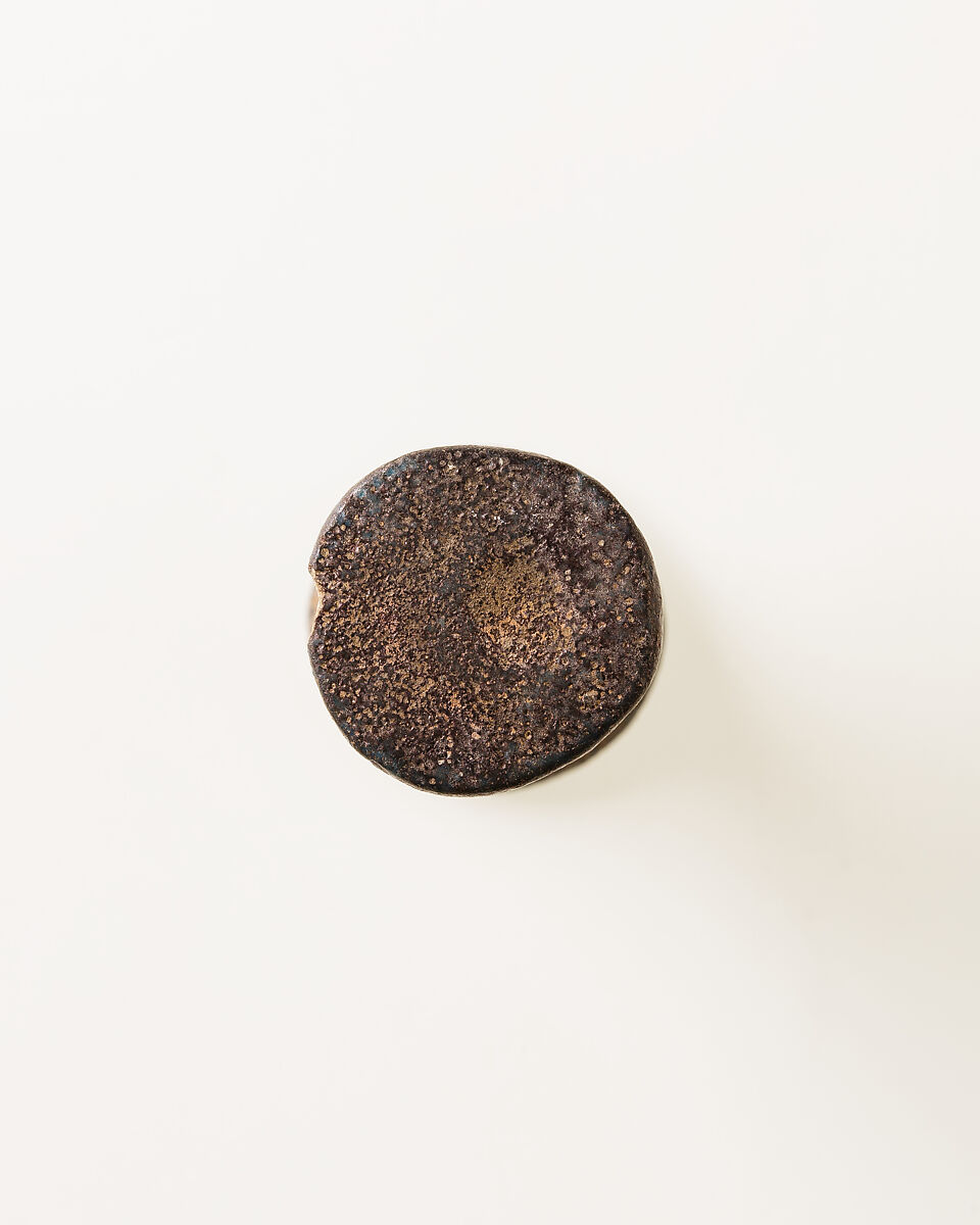 Spool-shaped Game Piece, Blue Faience