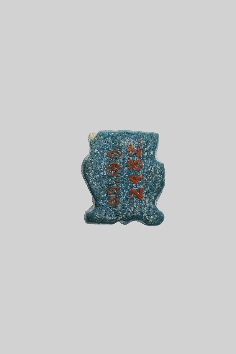 Hathor head amulet, Faience