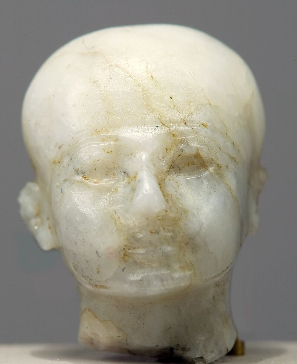 Head with cap and beardstraps, perhaps Ptah, Quartz 