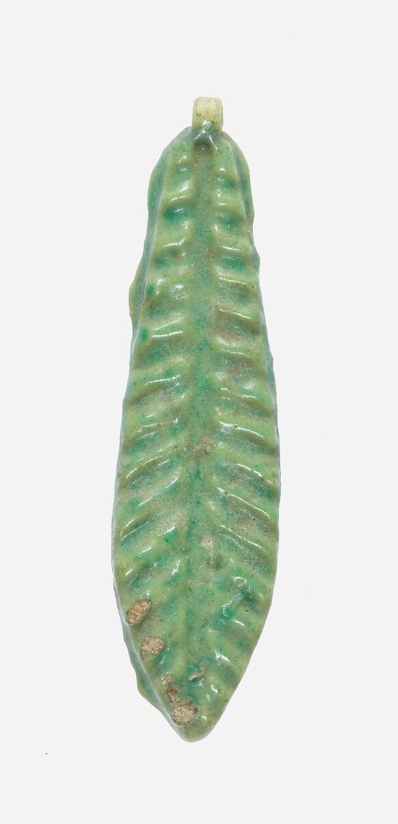 Bead in the Form of a Leaf, Faience 