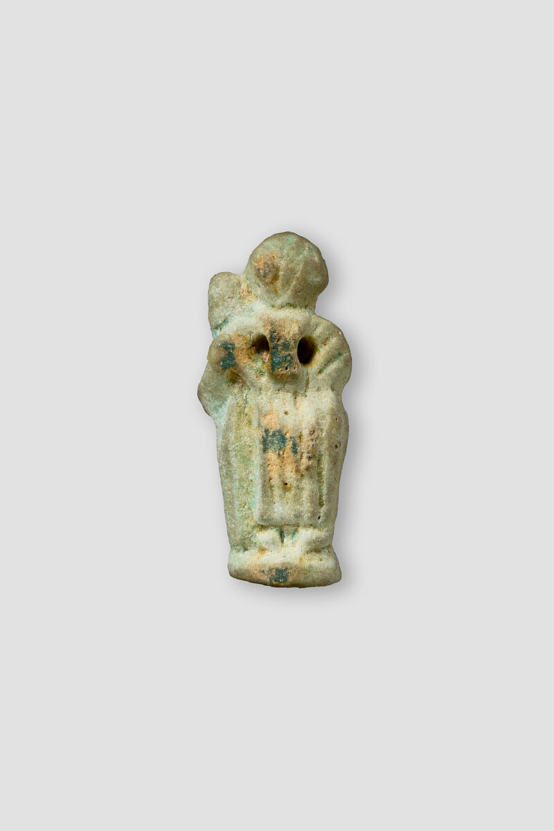 Harpokrates or another child god with the club of Herakles, Green Faience