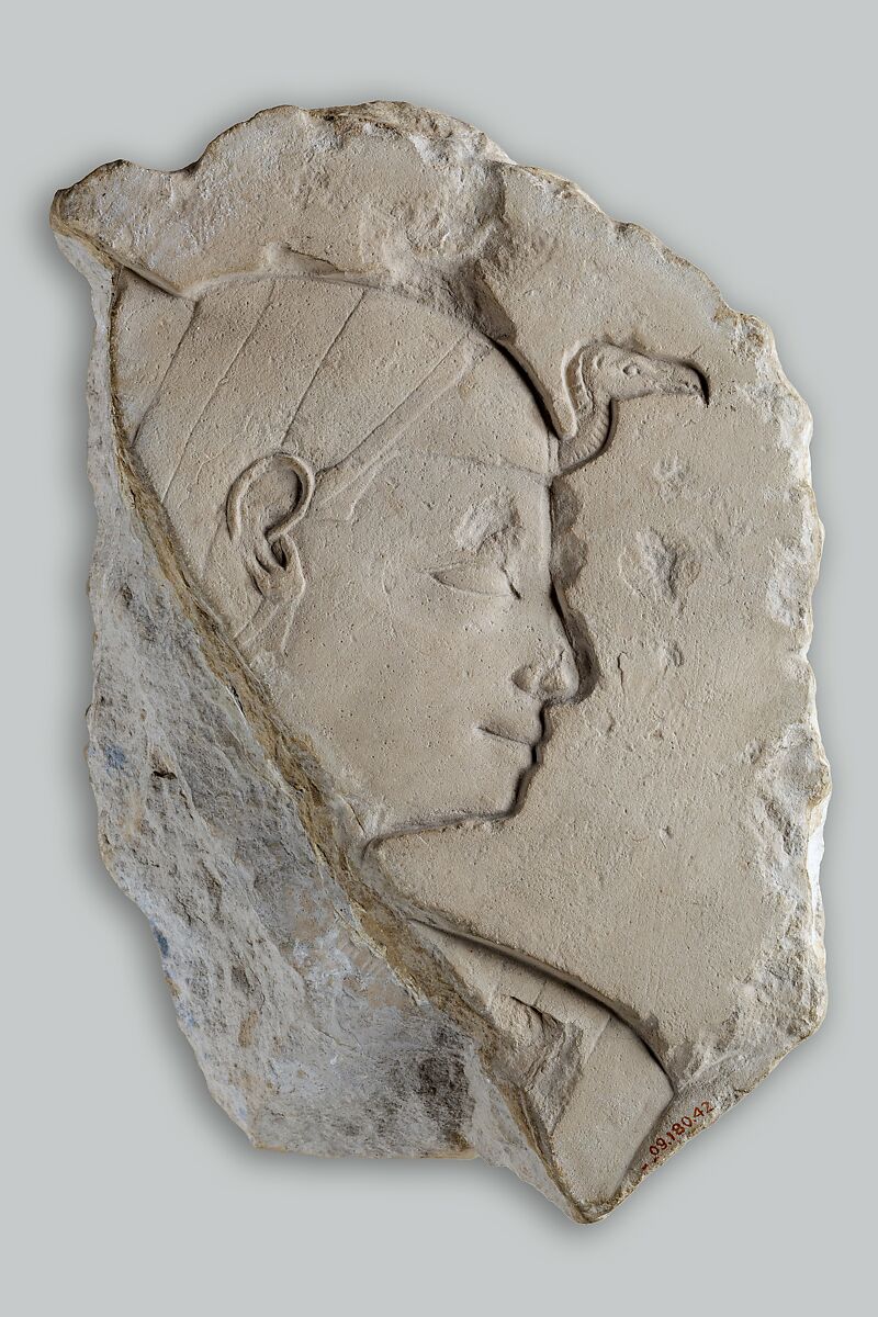 Relief with Head of a Goddess (or Queen), Limestone 