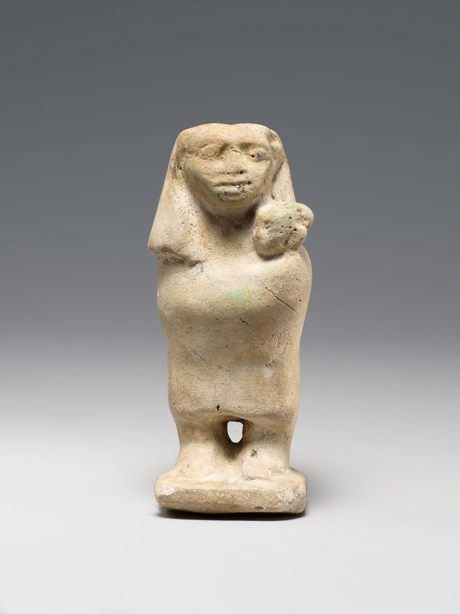 Figurine of a Woman with Her Baby, Faience 