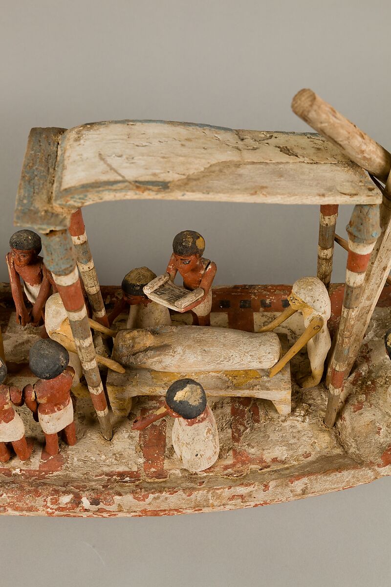 Model Sailing Boat Transporting a Mummy, Wood, paint