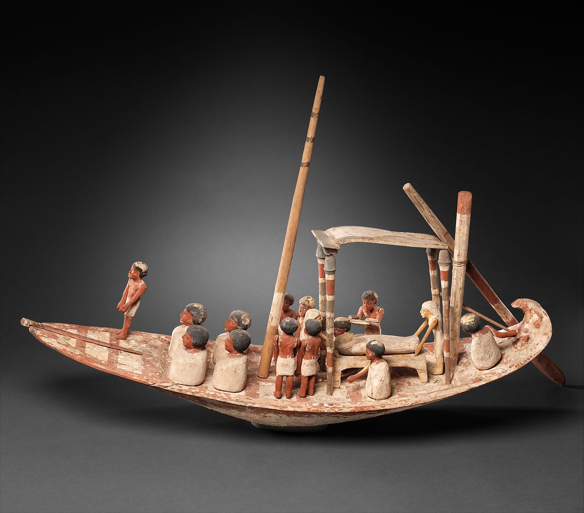 Model Sailing Boat Transporting a Mummy, Wood, paint 