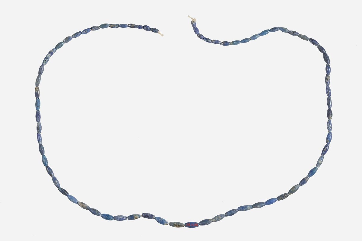 Necklace of barrel beads, Lapis lazuli 