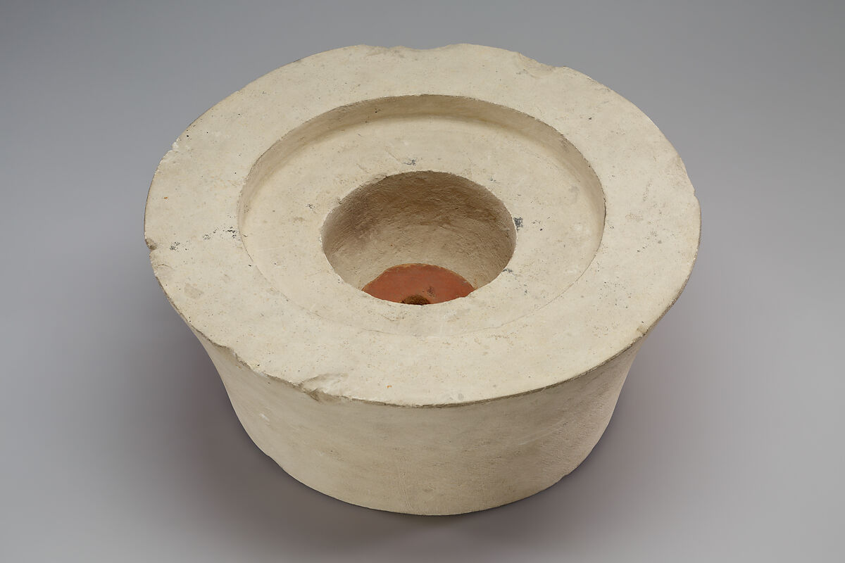 Lamp wick holder, Limestone, pottery 