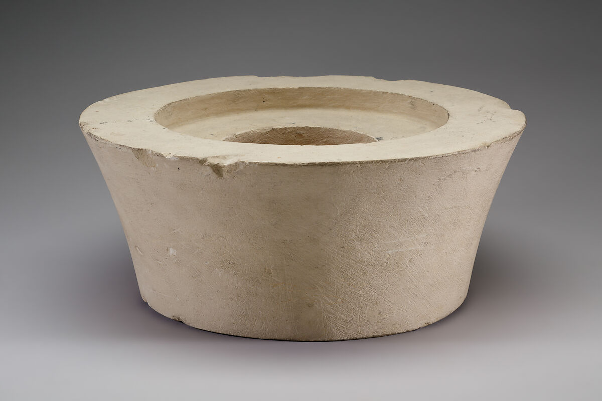 Lamp wick holder, Limestone, pottery