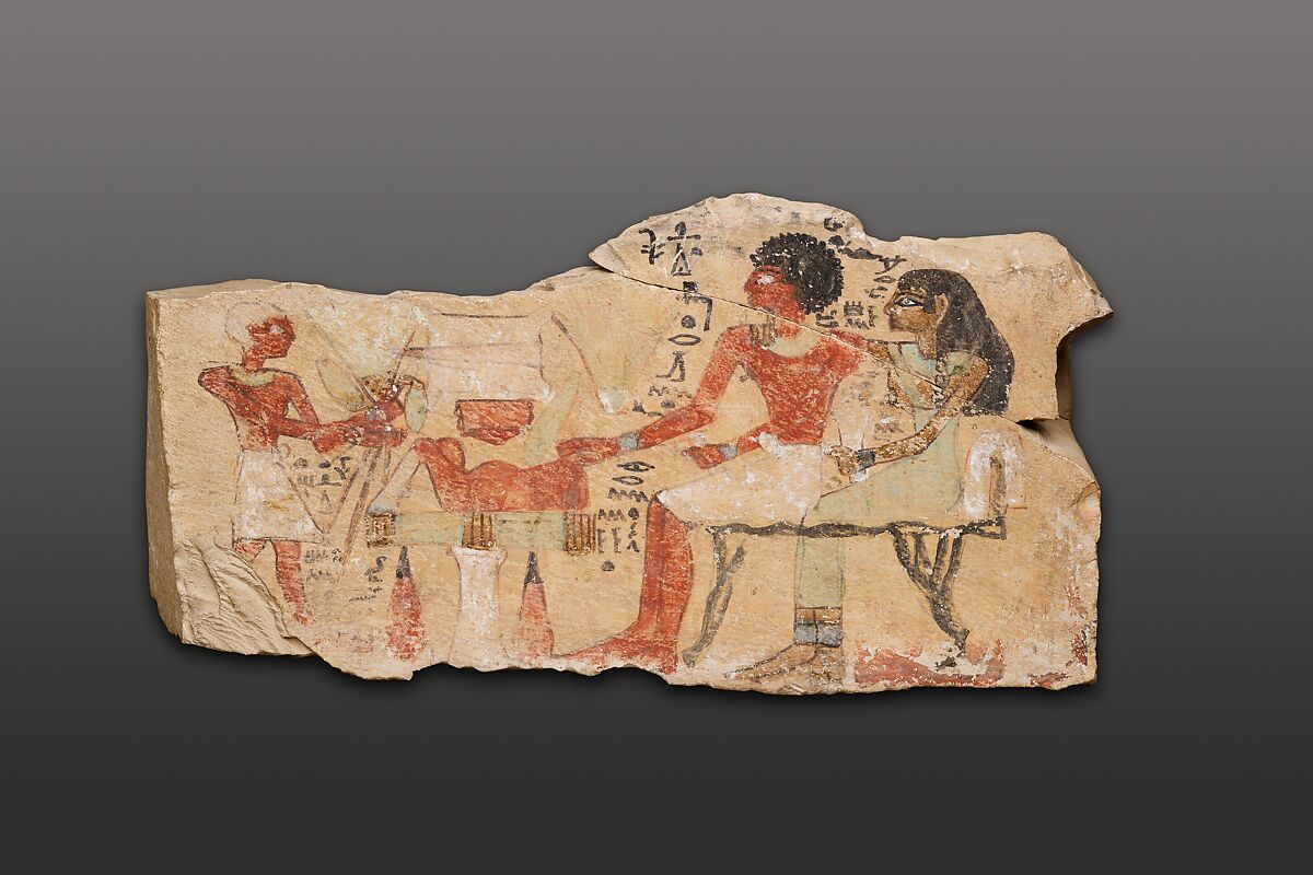 Stela of Intef and his wife, Dedetamun, Limestone, paint 