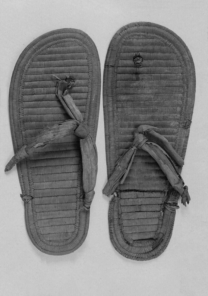 Pair of Sandals, Woven papyrus 