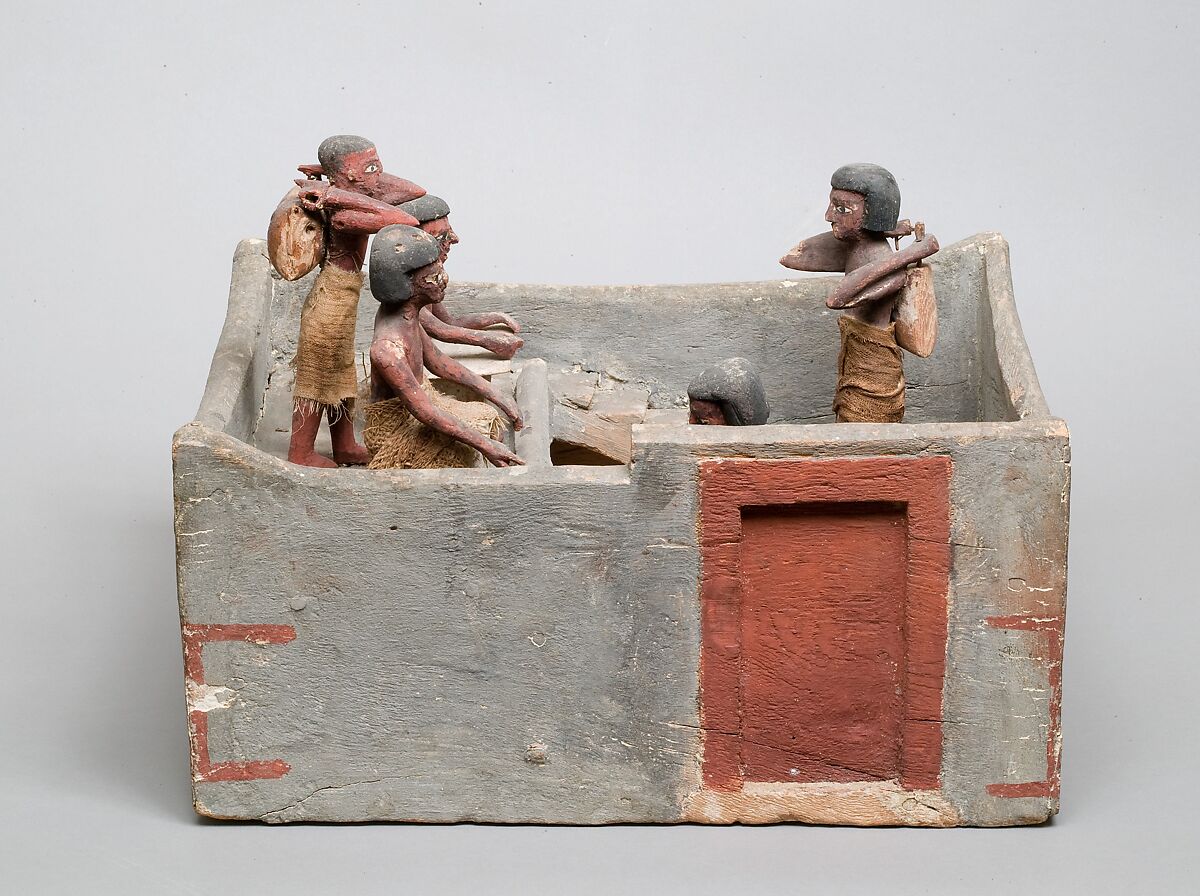 Model of a granary with scribe and overseer, Wood