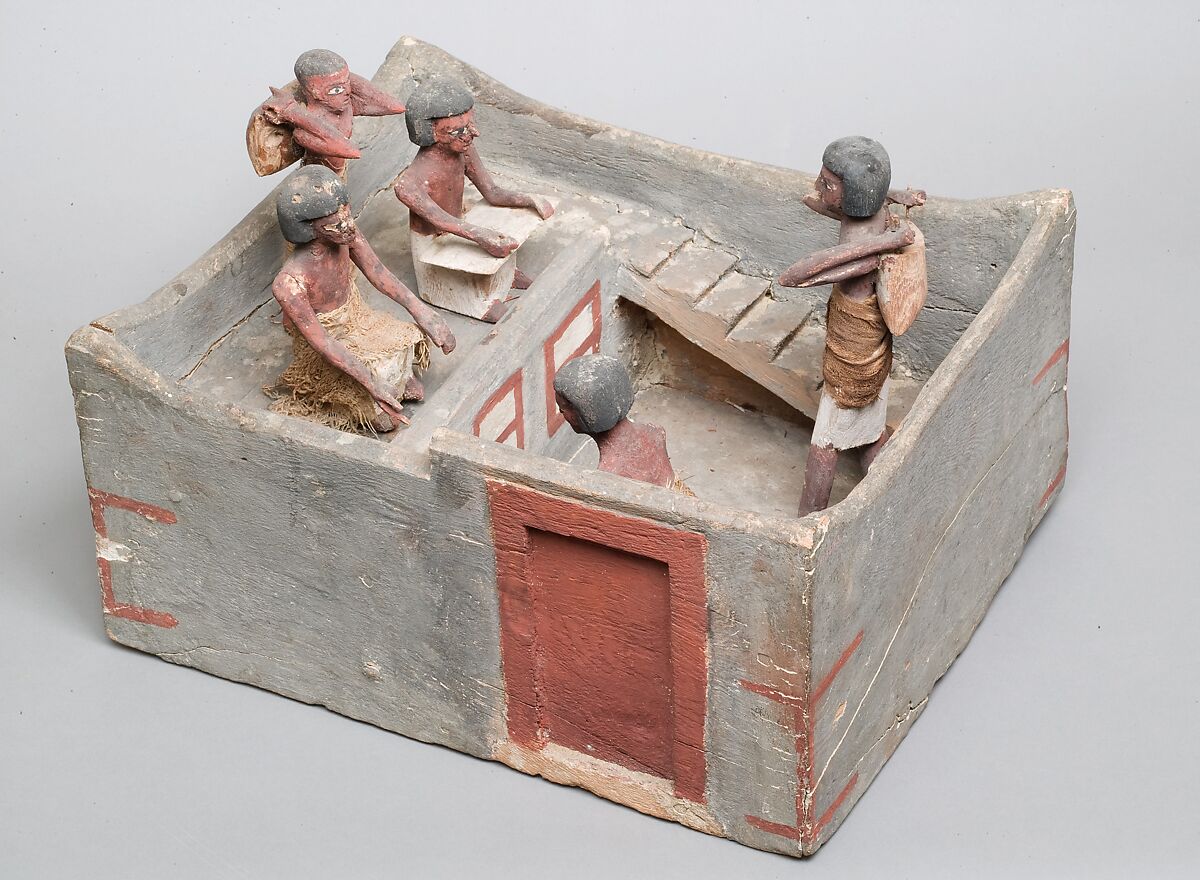 Model of a granary with scribe and overseer, Wood 