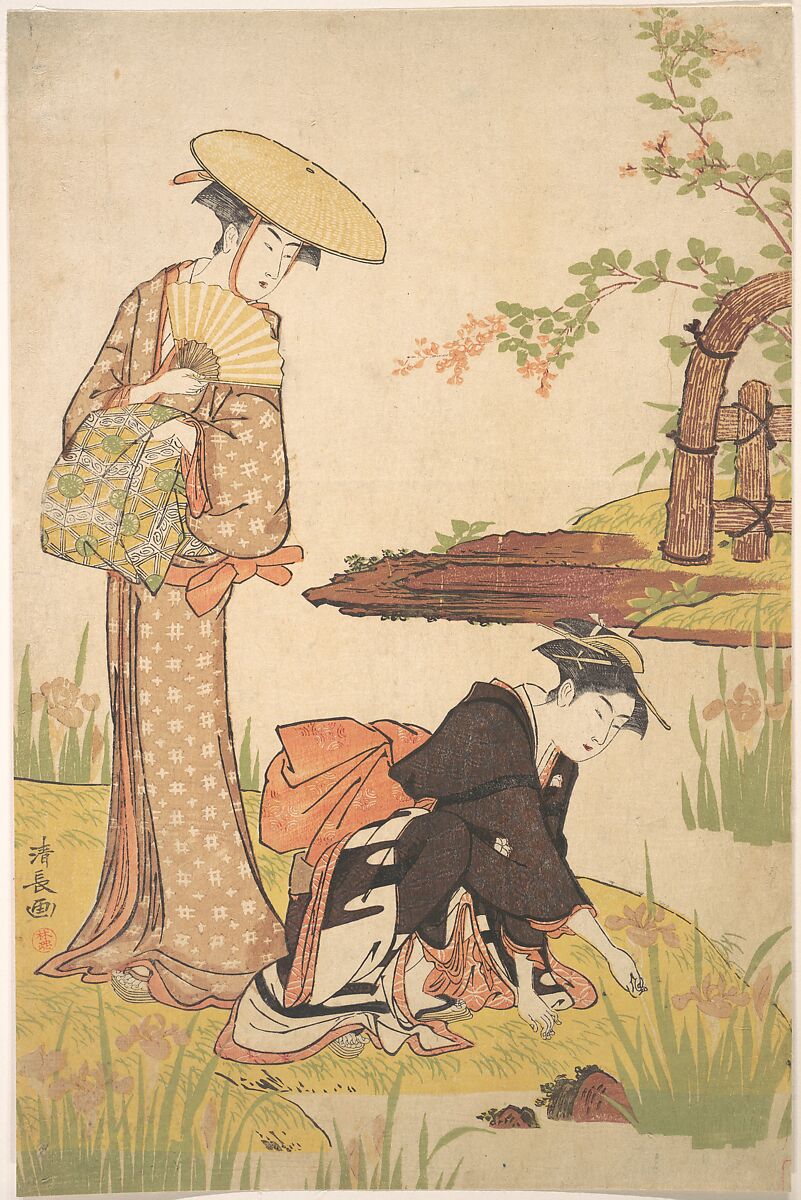 The Iris Garden, Torii Kiyonaga (Japanese, 1752–1815), Woodblock print; ink and color on paper, Japan 