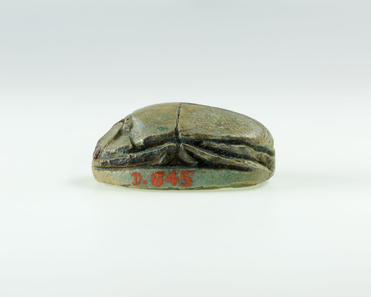 Scarab of Queen Sitsebek, Steatite, green glaze
