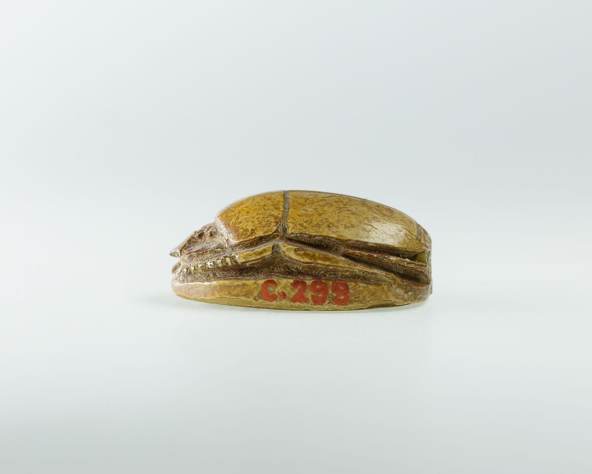Scarab Inscribed for an Official, Brown glazed steatite