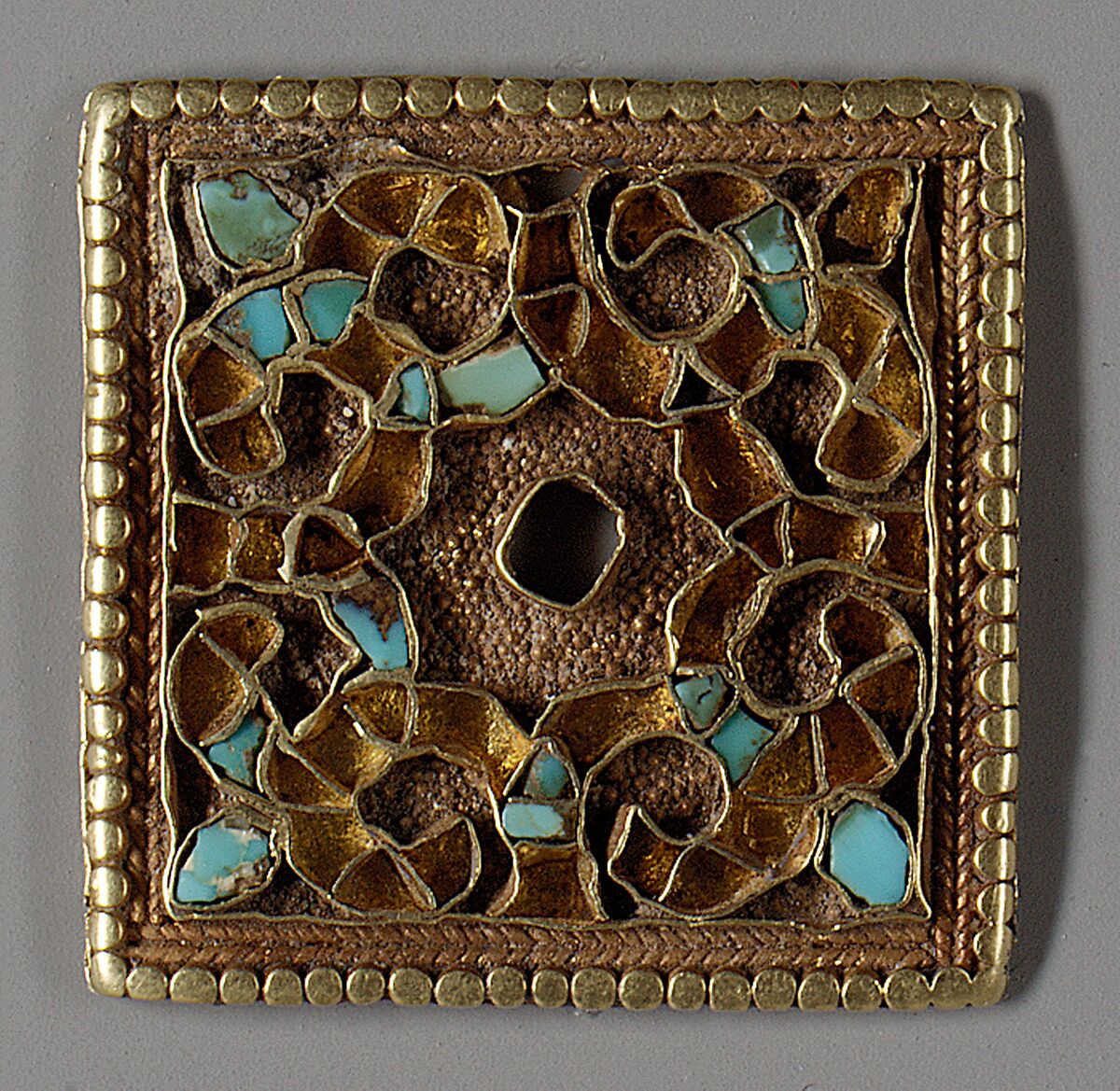 Ornamented Plaques, Gold with turquoise inlay, Eastern Central Asia or northern China 