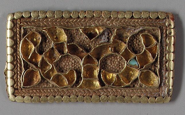 Ornamented Plaques, Gold with turquoise inlay, Eastern Central Asia or northern China