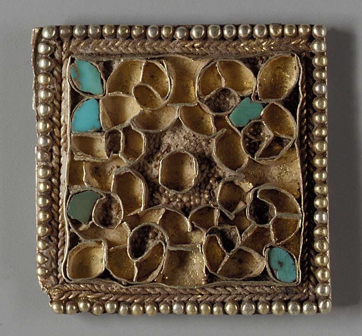 Ornamented Plaques, Gold with turquoise inlay, Eastern Central Asia or northern China