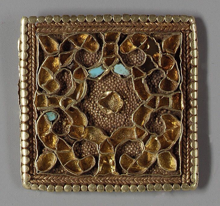Ornamented Plaques, Gold with turquoise inlay, Eastern Central Asia or northern China