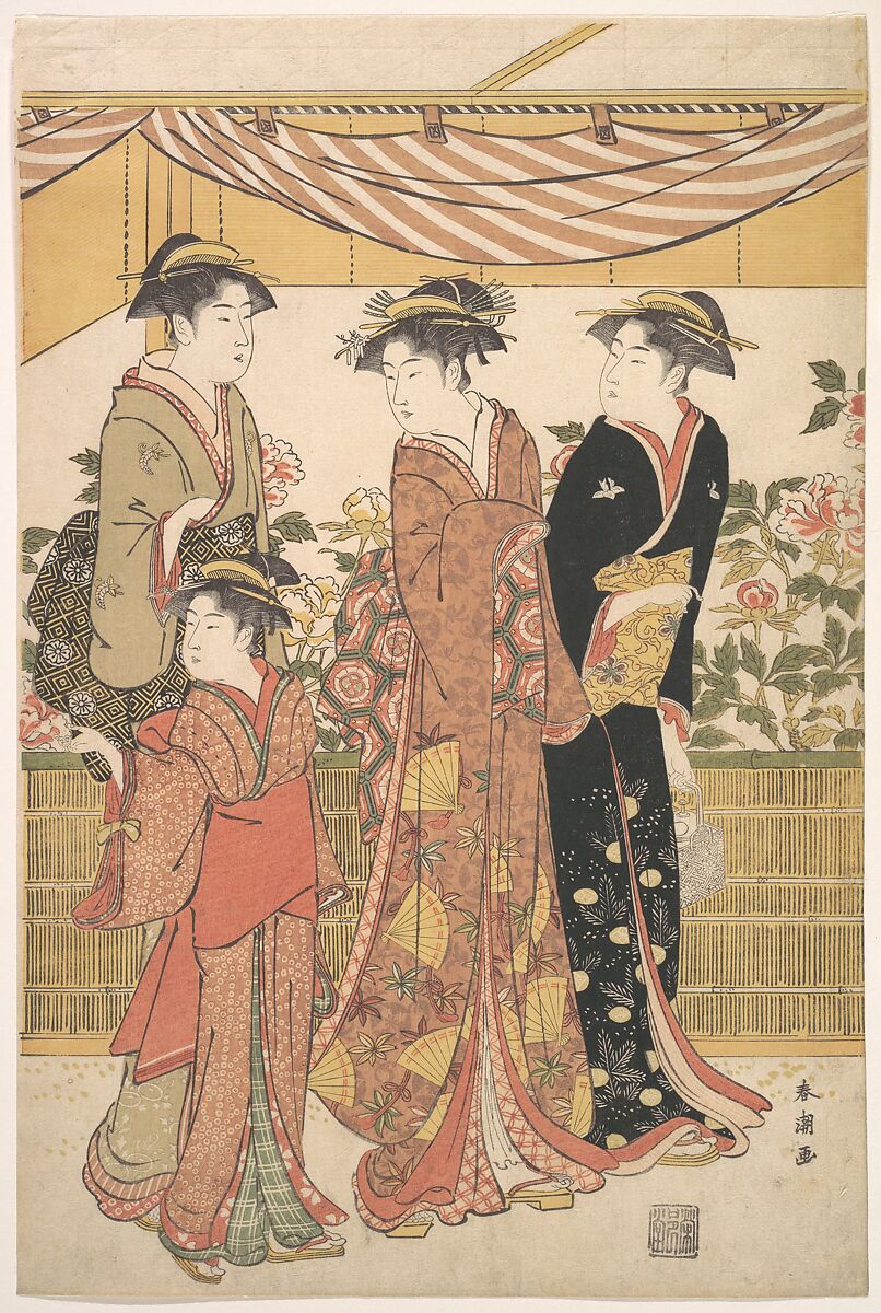 The Bōtan Show, Katsukawa Shunchō (Japanese, active ca. 1783–95), Woodblock print; ink and color on paper, Japan 