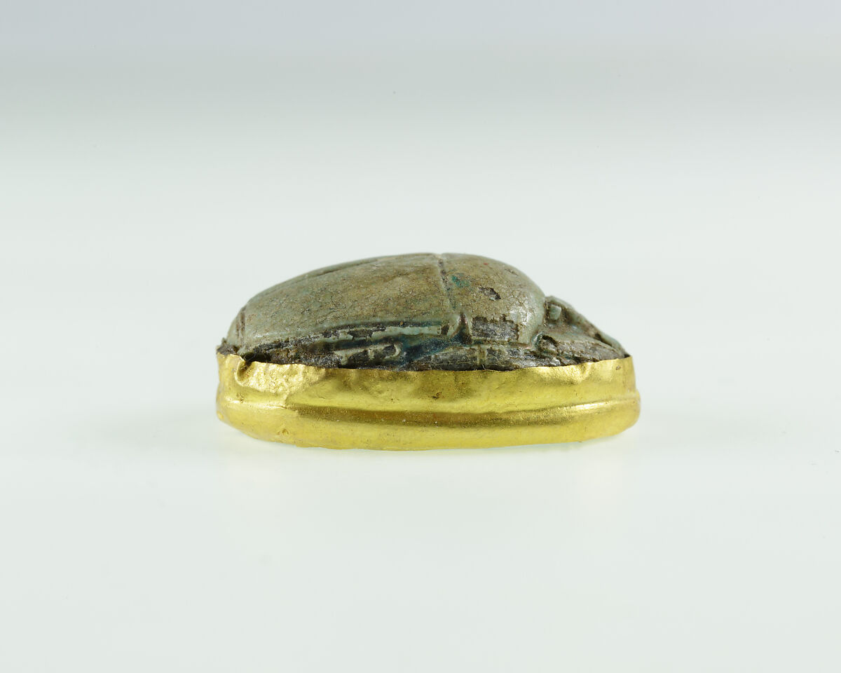 Scarab of Queen Nebuhetepti, Steatie, green glaze, gold